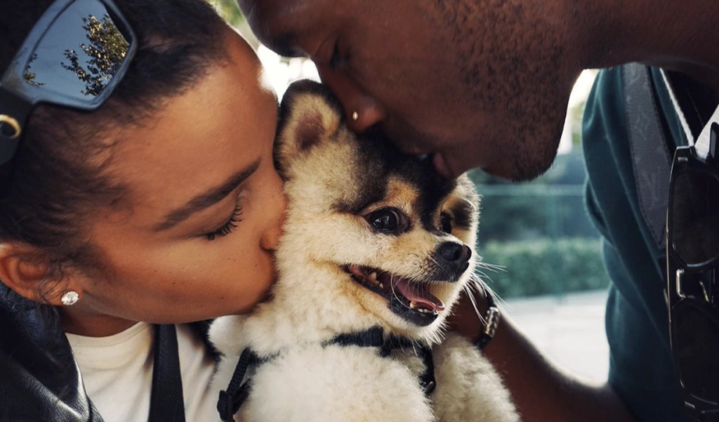 Daniel Sturridge kissing his dog Lucci