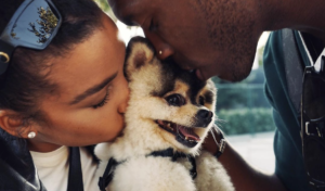 Daniel Sturridge kissing his dog Lucci